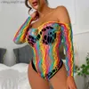 Sexy Set JSY Sexy Bodysuit Lace Lingerie Multicolor Sheer Sexy Bodystockings Fishnet Women's Underwear Erotic Catsuit Lingerie Comes T230530