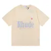 Mode américaine 2023 nouveau rhude Grand Prix double fil pur coton lâche T-shirt à manches courtes pour garçons et filles