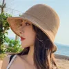 Chapéus de aba larga Chapéus de balde Brand Summer Straw Hat Women Moda Viagem Panamá feminino Hapéu de caçamba feminino