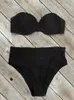 Maillots de bain Push Up 2023 New Pure Black High Watt Bikini Set Maillot de bain deux pièces Femme Biquini Beach L P230530