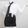 Sexig uppsättning WECI Läraren Suit White Blouse Office Secretary Uniform Sexig cosplay Kom och se genom kvinnors skjorta Hot Transparent kjol T230530