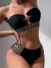 2023 New Women's Sexy Strapless Bandeau Bikini Set High Waist Two Piece Beach Swimwear Biquini P230530