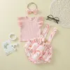 Clothing Sets Baby Girl Outfit Set Children's Baofei Sleeve Top Rainbow Overalls Suit Clothes New Born