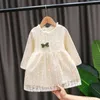 女の子のドレスガールドレスベビーパーティードレス幼児の子供たちのお姫様刺繍誕生日結婚式の子供服bow1-6y