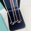 2023 Güzel Sevimli Kolye Kolyeleri Uzun gümüş ince paslanmaz çelik zincir elmas şeridi lüks tasarımcı kadın kolye mavi toz çanta ve kutu