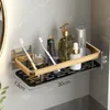 Étagères de salle de bain étagères de salle de bain de luxe sans perçage aluminium antirouille étagère murale de douche shampooing porte-serviettes accessoire d'organisateur de salle de bain 230530