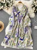 Robes décontractées de luxe imprimé femmes romantique rétro fleur impression ceinture longue robe vacances mode fête Vestidos P230530