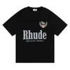 American Fashion 2023 New Rhude Grand Prix Double Yarn Pure Cotton Loose Short Sleeve T-shirt för pojkar och flickor