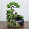 Decorative Objects Figurines Wealth Feng Shui Company Office Tabletop Ornaments Desktop Flowing Water Waterfall Changing LED Lights Spray 230530