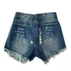 Short femme été drapeau américain imprimé denim ourlet déchiré jean short taille haute P230530