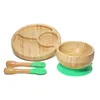 Tasses Vaisselles Ustensiles Bébé Bol D'alimentation Bébé Assiette En Bois Enfants Nourrir Vaisselle Avec Ventouse En Silicone Fourchette En Bois Cuillère Vaisselle Pour Enfants 230530