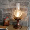 Lâmpadas de mesa Lâmpada de querosene Art Deco de cabeceira Vidro Lampara LED Escritória para a sala de estar Top Dining Study Rustic Metal Light ZM1117