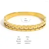 Bangle Greater rostfritt stål Tricolor Oval Bangles Armband för kvinnor Guldpläterad metall Geometriska minimalistiska smycken 2023