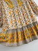 Sukienka Happie Queens Kobiety kwiatowy nadruk Deep Vneck Front Button Beach Bohemian Sundress Tassel Rayon Cotton Mini Dress Vestidos