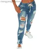 Women's Jeans 2022 Hot Sale Women Ripped Elastic Waist Jeans Fashion Slim High Stretch Denim Pencil Pants Large Size Trousers S-5XL Drop Ship T230530