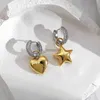 Stud Flashbuy Tendance Micro Incrusté Zircon Coeur Pentagramme Asymétrique Boucles D'oreilles Pour Les Femmes Nouvelle Couleur Or Boucles D'oreilles Bijoux Adolescent Cadeau J230529 J230529