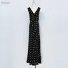 Casual jurken Fyion Runway Fashion dames zomerjurk mouwloze v-hals bloemenprint zijde A-lijn lange feestvakantie
