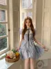 2023 Summer Sweet Elegant Dress Women Puff Sleeve Kawaii Lolita Mini Dress Female Fairy Even Party One Piece Dress Korean Chic