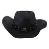 Berretti Stile unico Teschio in metallo Decori Cappello Cowboy Western Unisex