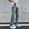 メンズジーンズY2Kファッションスタープリントヒップホップリッピングジーンズパンツ男性用韓国衣類