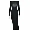 Casual jurken Wepbel Bright Silk Dress Sexy Girl Backless Slim-Fit One-Step Bodycon Women Solid Color Black Sheath Midi