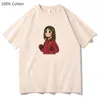 Женские футболки Tayumu Kasuga Девушка была потеряна негабаритные футболки Женщины Harajuku Tshirts Summer Eesthetic Cotton Tee Casual