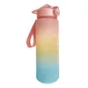 1L Высококачественный градиент с крышкой и соломенной пластиковой чашкой портативной бутылки с водой для спортивного спортзала на открытом воздухе P230530