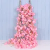 Decorative Flowers 6pcs Artificial Cherry Blossom Rose Vine 135 Flower Head Silk Wall Hanging Decoration Rattan Fake Plant Leaf Wreath