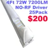 4ftショップライトエネルギー貯蓄T8統合LEDチューブランプ110V 220V 7200LM電球72Wフロスト乳房カバーLED壁4列蛍光灯USALIGHT