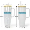 USA Warehouse 32oz 40oz Sublimation Glass Mugクリアフロストガラスワイングラス竹のふたとストローと一緒にグラスを飲む米国ストック