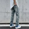 メンズジーンズY2Kファッションスタープリントヒップホップリッピングジーンズパンツ男性用韓国衣類
