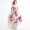 Sexy Woman Designer Party Backless Dress Summer Suspender Floral Slim Loose Big Swing Prom Club Dresses Runway Women Clothes Casual Vacation Sweet Beach Frock