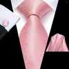 Bow Ties Pink Solid Silk Wedding Tie For Men Gift Mens Necktie Handky Cufflink Set Fashion Business Party Dropship Hi-Tie Designer