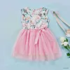 Flickans klänningar Baby Summer Toddler Kid Girls Dress Floral Fjäril