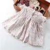 Zestawy odzieży 2023 Baby dziewczyna Smocked Floral Print Dress Summer dziewczyny