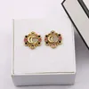 20 Estilo Diseñadores de marca de lujo Letras Stud Mujeres famosas Doble G-Letter Studs Colorido Rhinestone Wedding Party Jewerlry S925 Plata