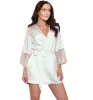 Top Women's Sleepwear Feminino Sexy Pijamas Preto Branco Deep Decoço V Costura de Laca E erótica Lingerie Vestido de Caso Bridal