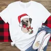 Kadın Tişörtleri Noel Dog Kadın Tshirt Yaz Kısa Kollu Kadın Beyaz Günlük Grafik