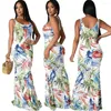 Casual Dresses Boho Leaves Print Women Dress Sexy Ladies Sleeveless Bodycon Mermaid Prom Evening Party Summer Beach Long Sundress