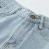 Kvinnors shorts Kvinnors fasta färghål byxor sommar tunn denim jeans botten rippade elastiska tätt casual frayed hög midja