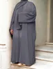 Etniska kläder 2 -stycken kvinnor muslimska maxi abaya klänning lösa långa ärmar soild färg dubai kalkon islam kläder caftan mantel måttlig klänning elegans 230529