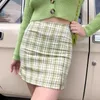 Faldas de verano de cadera corta de cintura alta a cuadros Wrap Bodycon básico Harajuku Sexy falda moda coreana P230529
