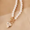 Europäische und amerikanische offene Liebe Perle Vintage Halskette Damen Brief Mode Halskette Schlüsselbein Kette All-Match