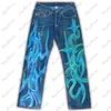 Мужские джинсы граффити американские хип -хоп джинсы y2k брюки мужской уличный стиль ретро -брюки Мужские джинсы грузовые джинсы 230529