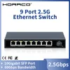 Schakelt Horaco 8 -poort 2.5G Ethernet Switch 2.5GBASET Netwerk Switcher 10Gigabit Uplink Plug and Play Hub Internet Splitter Fanless