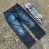 Jeans para hombres High Street Hip Hop Straight letter Print Jeans Hombres Y2K Street Harajuku vintage pareja pantalones casuales cintura baja jeans holgados 230529