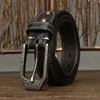 3.8CM high-quality thick vintage genuine leather heavy-duty pin buckle waist men's denim belt G230529