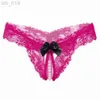 Majtki majtki gorące seksowne otwarte stringi krocze g-string bieliznę Kobiety seksowne bez krocza majtki Bowknot Perły koronkowe bieliznę nocną G-string J230530