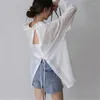 Women's Blouses 2023 Summer Korean Version Simple Temperament All-match Back Strap Design Sense Sunscreen Shirt Top Women