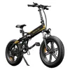 ADO A20F+ Off-Road Bike Dobring Electric 20*4,0 polegadas 250W Motor DC sem escova Shimano 7 velocidades do desviador traseiro 36V 10.4ah Bateria removível 25 km/h preto